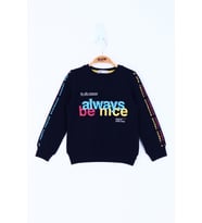 Toontoy Kız Çocuk Always Baskılı Sweatshirt  (Siyah)
