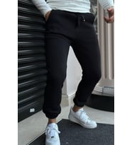 Slimfit Paça Lastikli 3 İplik İçi Şardonlu (Polarlı ) Kışlık Spor Eşofman Altı (Siyah)