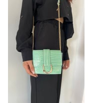 Dellashop krokodil desenli çapraz askılı mini kadin çantası (Yeşil)