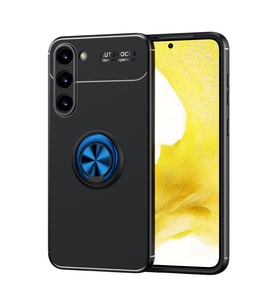 Galaxy S23 Plus Kılıf Zore Ravel Yüzüklü Silikon Kılıf (Siyah-Mavi)