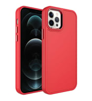 Uyumlu Model Apple iPhone 12 Pro Max Kılıf Kamera Çerçeveli Arka Kısmı Temizlenebilir Kapak (Kırmızı)