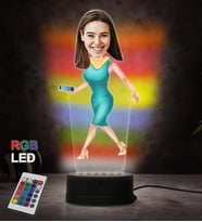 Doğum Günü Hediyesi,Sevgiliye Hediye, Kişiye Özel Fotoğraflı En Şirin Kadın Karikatür 3D Led Lamba (RGB)