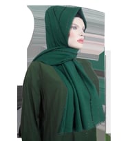 Moda Kaşmir Simli Çizgili şal (Yeşil)