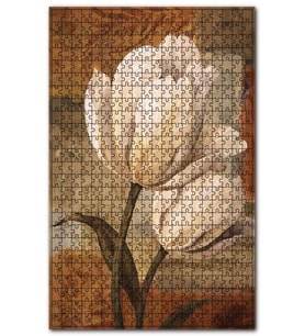 Cakapuzzle Yağlı Boya Beyaz Çiçek Görseli Puzzle Yapboz MDF (Ahşap) (500 Parça)