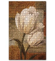 Cakapuzzle Yağlı Boya Beyaz Çiçek Görseli Puzzle Yapboz MDF (Ahşap) (500 Parça)
