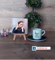 Okul Öncesi Öğretmeni Fotoğraflı Dekoratif Taş, Ahşap Altlıklı Türk Kahvesi Fincanı Hediye Öğretmenler Günü Hediyesi (Model 7)