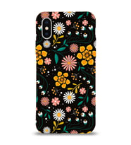 PrintiFy Apple iPhone XS ile Uyumlu Lansman Kılıf Çiçek Tasarımlı İçi Kadife Kapak (Siyah)