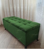 Çizgi Kapitoneli Sandıklı Puf 110 cm Siyah Ayak (Yeşil)