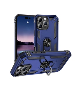 Apple iPhone 16 Pro Max Kılıf Tank Zırh Metal Yüzüklü Standlı Korumalı Kapak (Siyah)