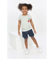 Toontoy Kız Bebek Göğsü Nota Nakışlı Yazı Baskılı Tişört (Yeşil)