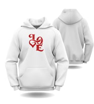Sevgililer Günü Erkek Kadın Love Görselli Kapüşonlu Hoodie Sweatshirt 6016 (Beyaz)