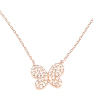 925 Ayar Gümüş Kelebek Model Kolye (Rose)