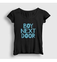 Presmono Kadın Beyaz Logo K Pop Boynextdoor T-Shirt 490928tt (Siyah)