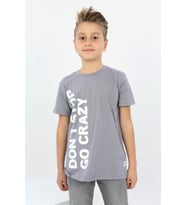 Toontoy Erkek Çocuk Dont Stop Go Crazy Baskılı Tişört (Gri)