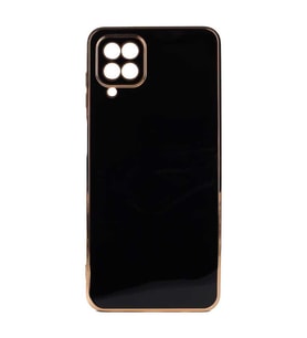 Galaxy A12 Kılıf Zore Bark Kenarları Altın Renk Kılıf (Siyah)
