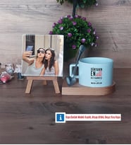 Kız Kardeş Fotoğraflı Dekoratif Taş, Kupa Bardak Beyaz Hediye (Model 8)