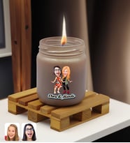 BK Gift Kişiye Özel DTF Anne Kız Karikatürlü Renkli Cam Kavanozda Kokulu Mum-1(13 Renk Seçeneği), Arkadaşa Hediye, Anneye Hediye, Doğum Günü Hediyesi (Gri)