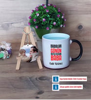 Babalar Günü Hediyesi Kupa Bardak Beyaz ve Fotoğraflı Ahşap Anahtarlık Hediye Babaya Hediye (Model 9)