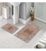 Banyo Halısı Ikili Klozet Takımı Kaymaz Tabanlı (60 xm x 100 cm + 40 cm x 60 cm)  (Kahverengi)