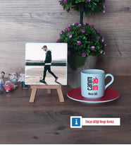 Abiye Hediye Fotoğraflı Dekoratif Taş, Ahşap Altlıklı Türk Kahvesi Fincanı Hediye (Model 3)