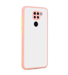 Xiaomi Redmi Note 9 Kılıf Zore Hux Düğme ve Kapak Zıt Renk Kılıf (Pembe)