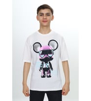 Toontoy Erkek Çocuk Robot Baskılı Tişört (Ekru)
