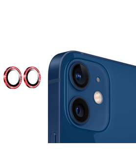Apple iPhone 12 Mini CL-06 Renkli Taşlı Kamera Lens Koruyucu (Kırmızı)