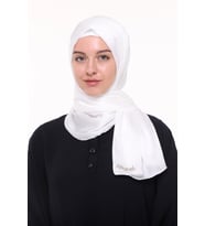 Kadın Düz Parlak Lüks Yoryo Saten Şifon Abiye Janjan Şal (Ekru)