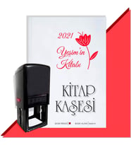 Kişiye Özel Çiçek Buketi 9 2021 Otomatik Kitap Kaşesi (Kırmızı)