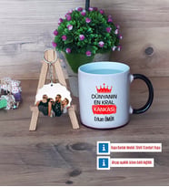 Arkadaşa Hediye Kupa Bardak Beyaz ve Fotoğraflı Ahşap Anahtarlık HediyeDoğum Günü Hediyesi (Model 9)