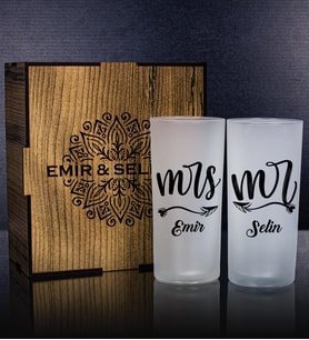 eJOYA Kişiye Özel Kutusunda 2'li Rakı Bardağı Hediye Seti 107183 (Mavi)