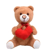 Sevdiklerinize Özel Kalp Tutan, Şirin Peluş Ayıcık - 30 cm (Kahverengi)
