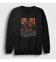 Presmono Unisex Beyaz Sushi Dragon Ejderha Sweatshirt 354412tt (Siyah)