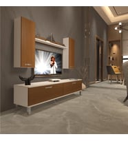Decoraktiv Eko 5D Slm Std Krom Ayaklı Tv Ünitesi Tv Sehpası (Beyaz - Ceviz)