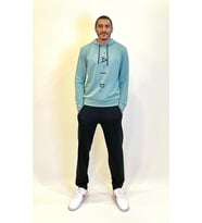 Süperlife Erkek Kapşonlu Regular Fit Air Baskılı İnce Sweatshirt SPR22SW162 (Su Yeşili)