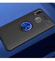 Huawei P Smart 2019 Kılıf Yüzüklü Magnetli Ravel Case (Siyah-Mavi)