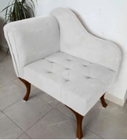 Yeni Model Tekli Köşe Koltuğu Josefin Bench Ceviz Ayak (Beyaz)