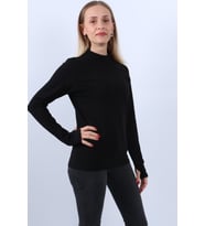 KADIN UZUN KOLLU BOĞAZLI PARMAK DETAYLI BODY (Siyah)