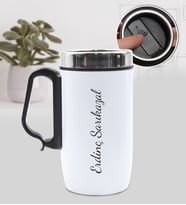Kişiye Özel Kendin Tasarla Kulplu 280 ML Çelik Termos (Beyaz)