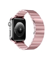 Apple Watch 10/11 42mm-38/40/41mm Kordon Mıknatıslı Baklalı Metal Kordon 2/3/4/5 (Rose)