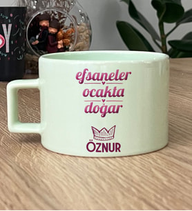 Kişiye Özel Kova Oğlak Burcu Hediye Pastel Fincan Doğum Günü Hediyesi (Yeşil)