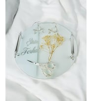 Radiant Gümüş Çiftcam Söz Tepsisi (Beyaz)