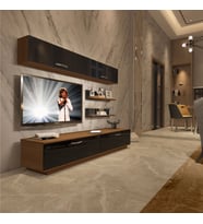 Decoraktiv Eko 5B Slm Std Tv Ünitesi Tv Sehpası - Parlak Beyaz (Siyah - Ceviz)