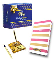Hediye Kutulu Kişiye Özel Gold Mermer Tasarımlı İmza Kalemi ve Defter (Model 3)