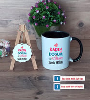 Kadın Doğum Uzmanı Kupa Bardak Kırmızı ve Ahşap Anahtarlık Hediye (Model 10)