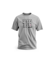Kısa Kollu Free Palestine Yazısı Kareli Şekli Dijital Baskılı Unisex S - 2XL T300005 (Gri)
