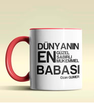 Kişiye Özel Dünyanın En En En Babası 2 Temalı Siyah Kupa Bardak (Kırmızı)