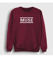 Presmono Unisex Beyaz Logo Muse Sweatshirt 70072tt (Bordo)