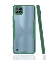 Realme C21 Kılıf ​​Kamera Korumalı Arkası Şeffaf Silikon (Yeşil)