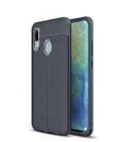 Microsonic Huawei P Smart 2019 Kılıf Deri Dokulu Silikon (Lacivert)